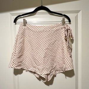 NWT Altar’d State White and Brown Wrap Skort - L